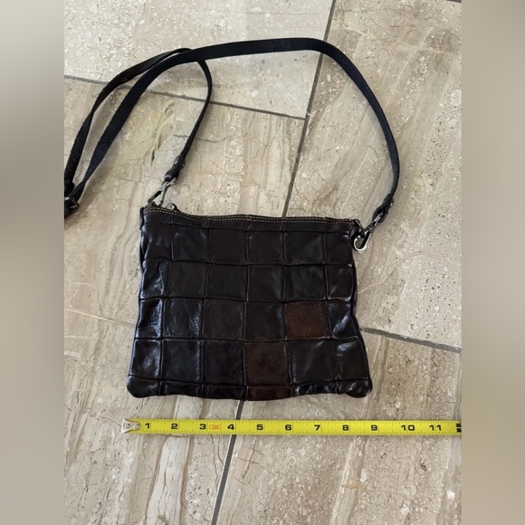 Campomaggi Free People Dark Brown Distressed Leather Patchwork Crossbody Bag - Picture 11 of 12
